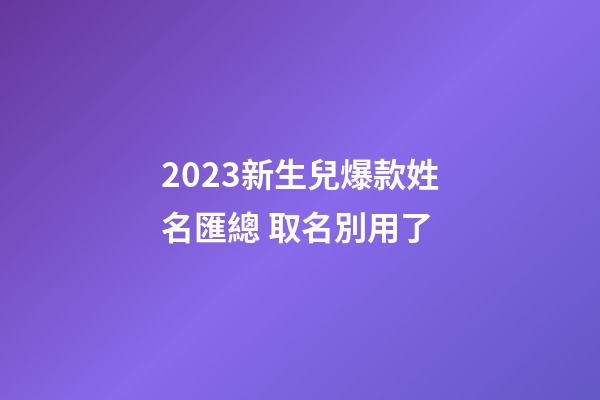 2023新生兒爆款姓名匯總 取名別用了